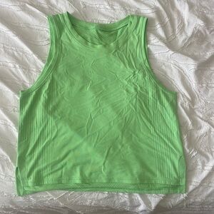 Lululemon Athletica Green Ribbed Crop Tank Top